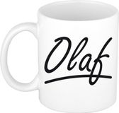 Bellatio Decorations Olaf Naam koffiemok - beker - met sierlijke letters - wit