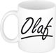 Bellatio Decorations Olaf Naam koffiemok - beker - met sierlijke letters - wit