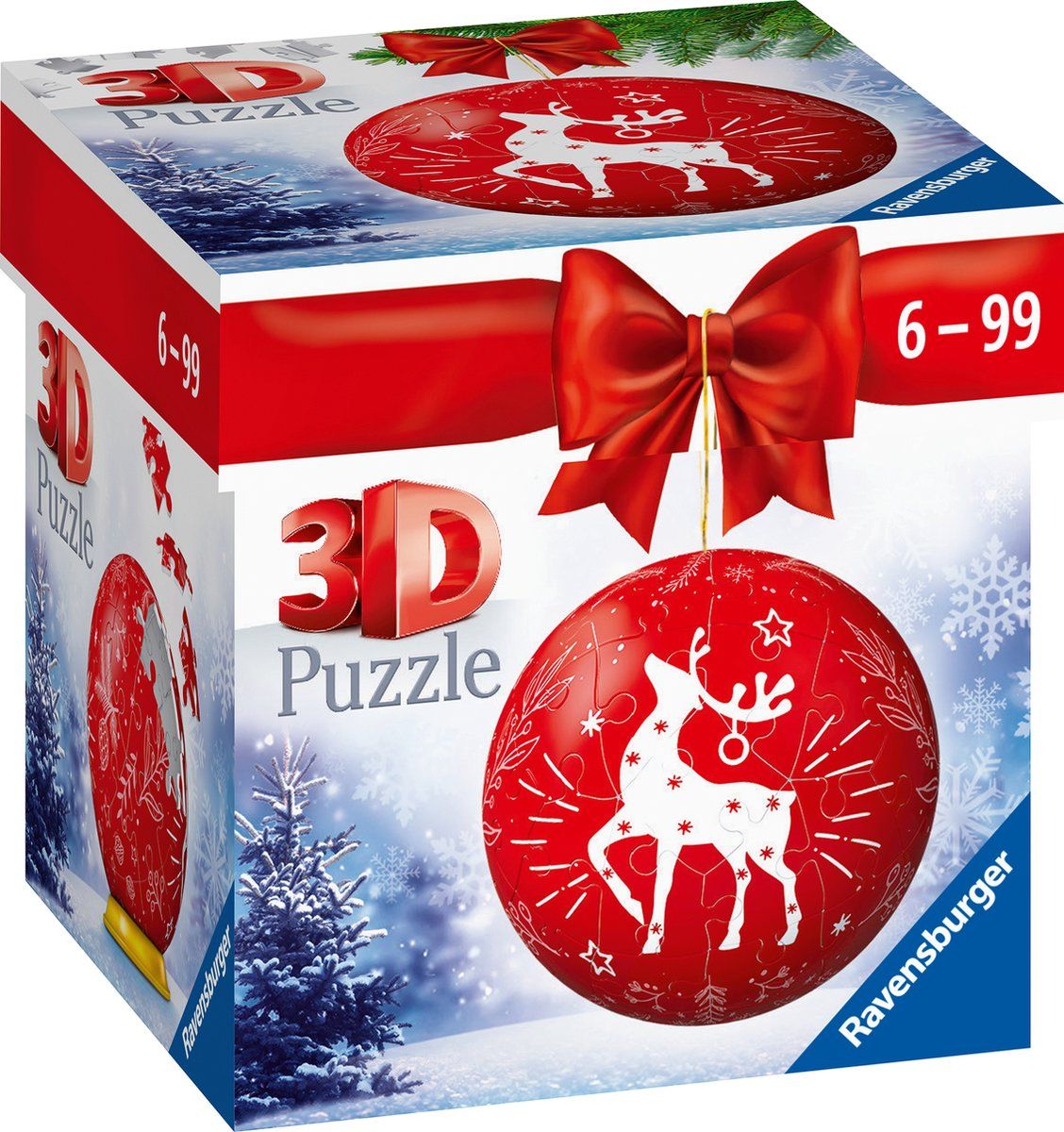 Ravensburger Kerstbal Rendier - 3D Puzzel - 54 stukjes - Rood