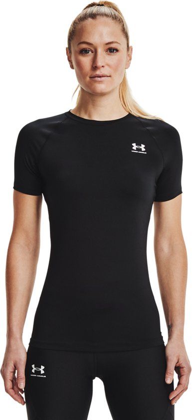 Under Armour UA HG Authentics Comp SS Dames Sportshirt - Zwart - Wit - XL