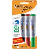 Bic Velleda 1741 Viltstiften, pak van 4 markeerstiften, droog afwasbaar, ronde punt, diverse kleuren