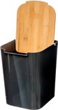 Wooners 5Five Prullenbak/Vuilnisbak - 5 Liter - Bamboe - Zwart/Lichtbruin - 24 x 19 cm - Badkamer Afvalbak
