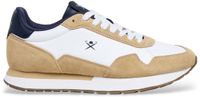 Hackett London Vector effen beige leren sneakers