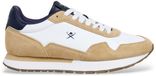 Hackett London Vector effen beige leren sneakers