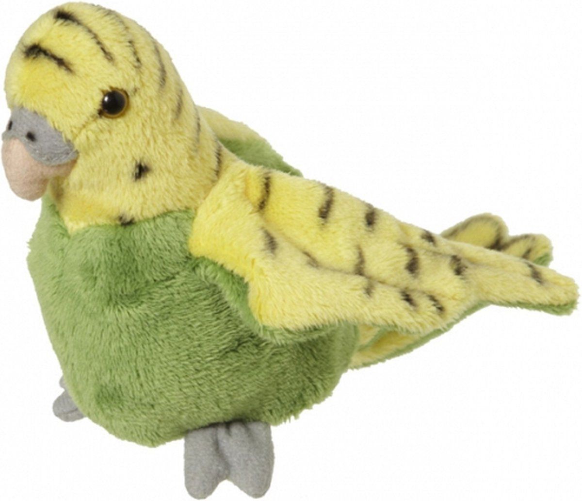 Nature Planet Pluche knuffel Parkiet groen 16 cm