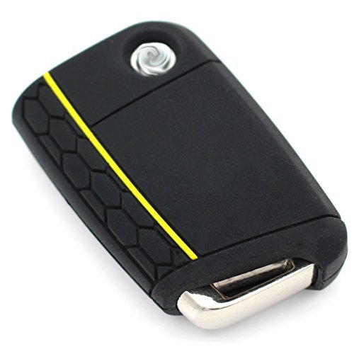 CYK www. CoverYourKey .de Sleutelhoes VB voor 3 toetsen autosleutel silicone cover sleutelhoes etui beschermhoes (zwart geel)