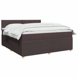 vidaXL Boxspringbed met matras Donkerbruin 180 x 200 cm Stof