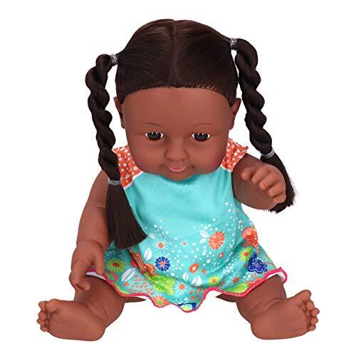 0.1 Kinderen Pop Speelgoed, 3 Kleur Optioneel Mooie Afrikaanse Zwarte Prachtige 30 cm Chidren Pop, voor Baby Entertainment Rollenspellen Kinderen(Q12-09 blauwe en oranje contrasterende rok)