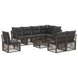 vidaXL Tuinbankenset 9 st Grijs poly rattan