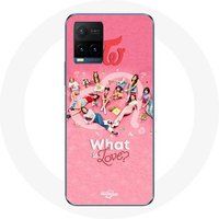 Maniacase Hoesje voor Vivo Y21s 2021 / Y21 2021 TWICE Logo Rode Poster Wat Is Liefde