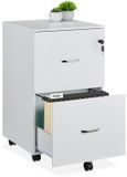 Merkloos Relaxdays ladekast op wieltjes - met hangmappenhouder - 72x43x46 cm - bureau - wit