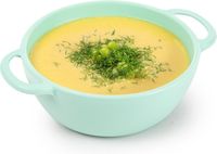 Plasticforte Soepkommen met hengsels - Campinglife - kunststof - D11 x H5 cm - 370 ml - mintgroen - stapelbaar - onbreekbaar