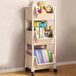 Shally Dogan Multifunctionele wagen met 360° draaibare wielen, ruimtebesparend, met 360 graden draaibare wielen, smal, 3 niveaus, ideaal voor boeken, tijdschriften, speelgoed (beige)
