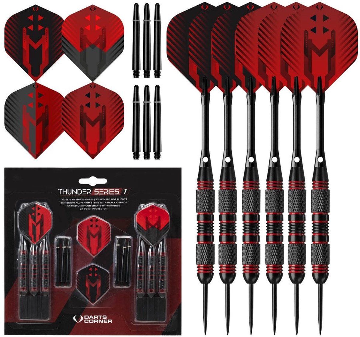 d/k darts Dart Set Thunder Series 1 M2 Zwart met rode Dartset 24 Gram