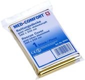 MED-COMFORT MedPath GmbH Nooddeken - 1 Stuk - Isolatiedeken - Reddingsdeken 210*160cm - Waterdichte Overlevingsdeken - Reddingsdekens - Ehbo-Deken - PE - Thermische Nooddeken - Ehbo Noodpakket - Buiten/Wandelen/Kamperen/Hiken - Goud/Zilver - Voor Eerste Hulp Noodgevallen
