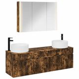 vidaXL Badkamerkast - set - 4 - st - Gerookt eiken - Bewerkt hout