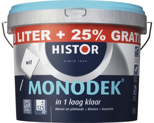 Histor Monodek muurverf wit 10 l + 25