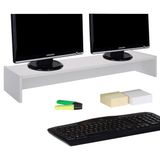 Caro-Möbel Zoom Monitorstandaard voor 2 beeldschermen voor het bureau, 100 x 15 x 27 cm, in wit