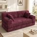 OKWISH Canapé-lit 208 x 80 x 81 cm - 3 places avec dossier haut et 2 porte-gobelets - Pour salon et petits espaces - Cordon - Rouge vin