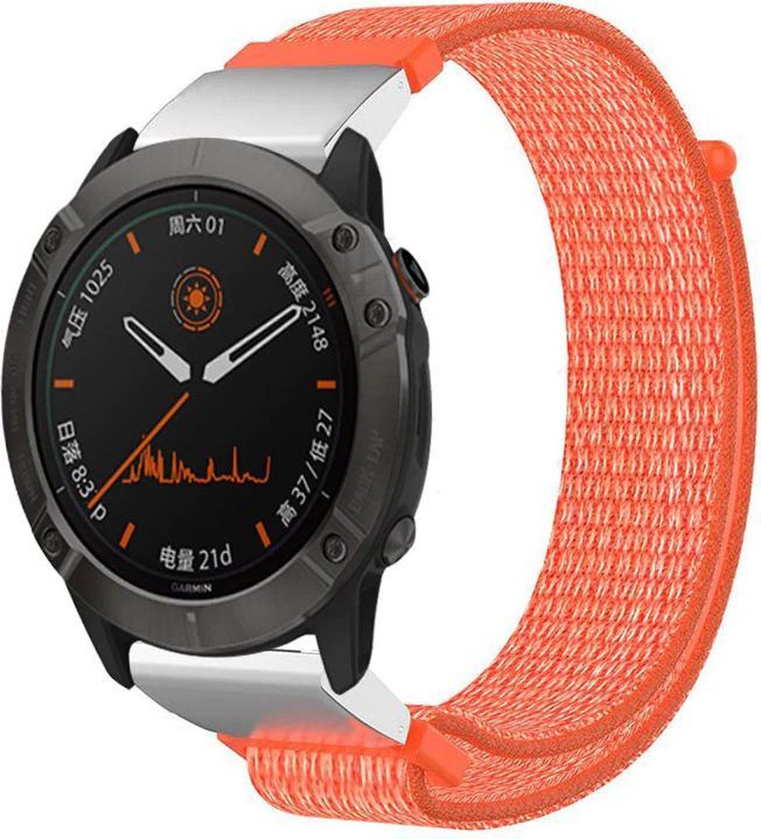 Strap-it Garmin Fenix 5 / 6 nylon band - oranje