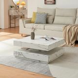 [en.casa] Salontafel Florenz vierkant met draaibaar blad marmerlook wit 76x76x38 cm