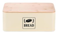 Relaxdays Broodtrommel Rechthoekig Beige, Lichtbruin Bamboo, Metaal