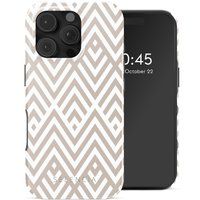 Selencia Vivid Backcover met MagSafe voor de Apple iPhone 16 Pro Max - Beige Zigzag