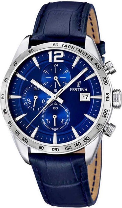 Festina F 16760/3 Chronograaf Horloge Staal Zilverkleurig Ã 43 - Blauw