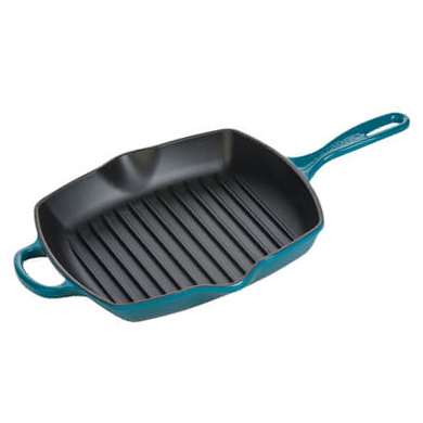 Le Creuset skillet grill vierkant 26 cm gietijzer Deep Teal