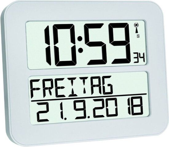 TFA Dostmann 60.4512.02 Radiogestuurde digitale klok - Wit