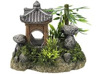 Nobby Aqua Ornaments Aziatische Tempel met planten, 15,5 x 10,5 x 12,5 cm, 1 stuk