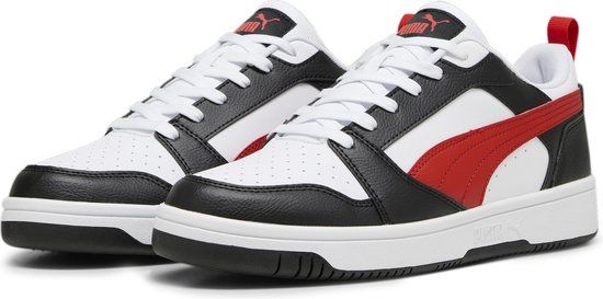 PUMA Rebound v6 Low Unisex Sneakers - Wit/Zwart/Rood - Maat 44