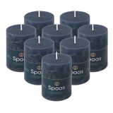 Spaas 8x Rustieke Pillarkaars 70/95 mm 35u, Donkerblauw