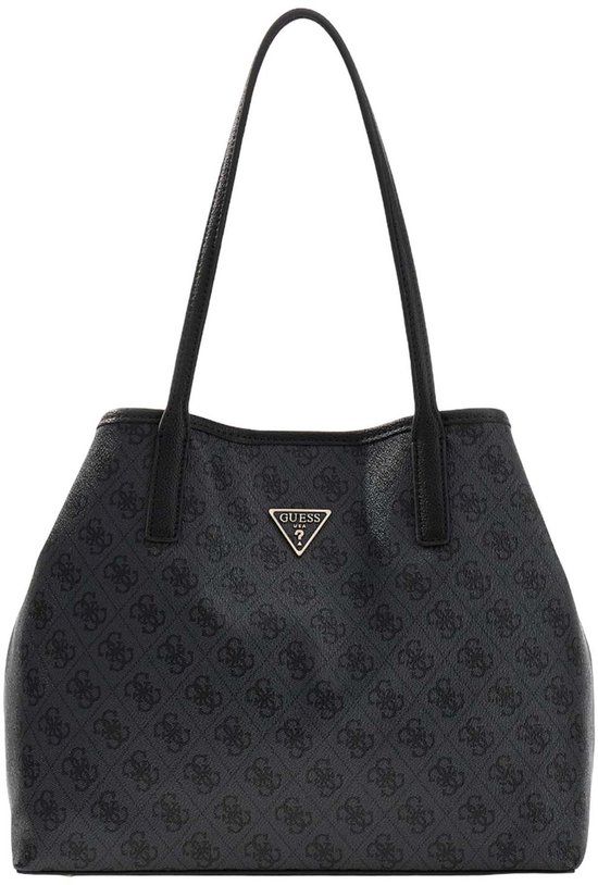 GUESS shopper Victtoria 2 in 1 Tote Coal Logo donkergrijs