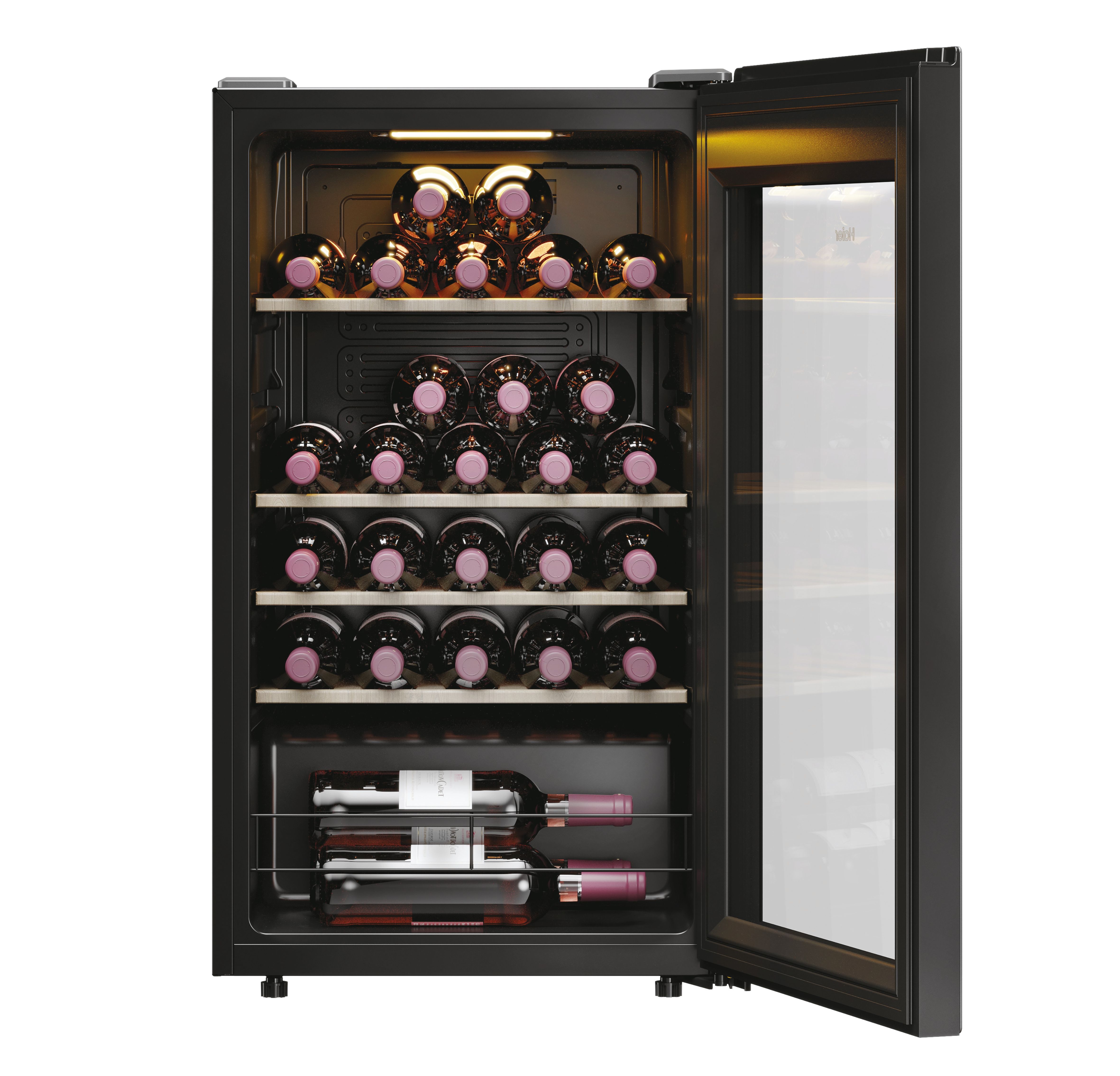 Haier Wine Bank 50 Serie 3 HWS34GGH1 - Compressor Wine Cooler - 34 Bottles - Black