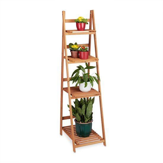Merkloos Relaxdays plantenrek trapvormig hout - plantentrap - plantenstandaard - binnen