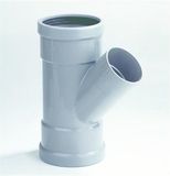 DYKA T-stuk 2x manchet 1x lijmmof 45° PVC grijs keurmerk BR52100 110 x 75mm