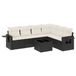 vidaXL 6-delige Loungeset met Kussens, Poly Rattan, Zwart