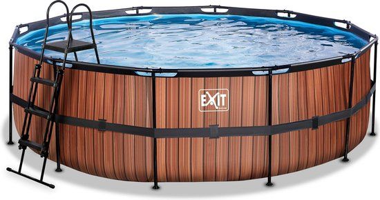 EXIT Toys EXIT Wood Zwembad - Ø450x122cm - Bruin - Met Filterpomp