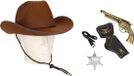 Shoppartners Cowboy accessoire set - bruin - voor volwassenen - hoed - badge - pistool