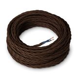 Amarcords - Elektrische gekleurde stofkabel BRUIN, gevlochten, zijde, 10 meter, 2-aderig 2x0,75