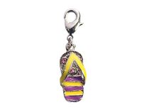 INNSPIRO Nice Charms metalen hanger flip-flops met 3 gelijkenissen geel en paars met karabijnhaak, 11 x 24 mm. 25 stuks, 7x18mm., Metaal, Geen edelsteen
