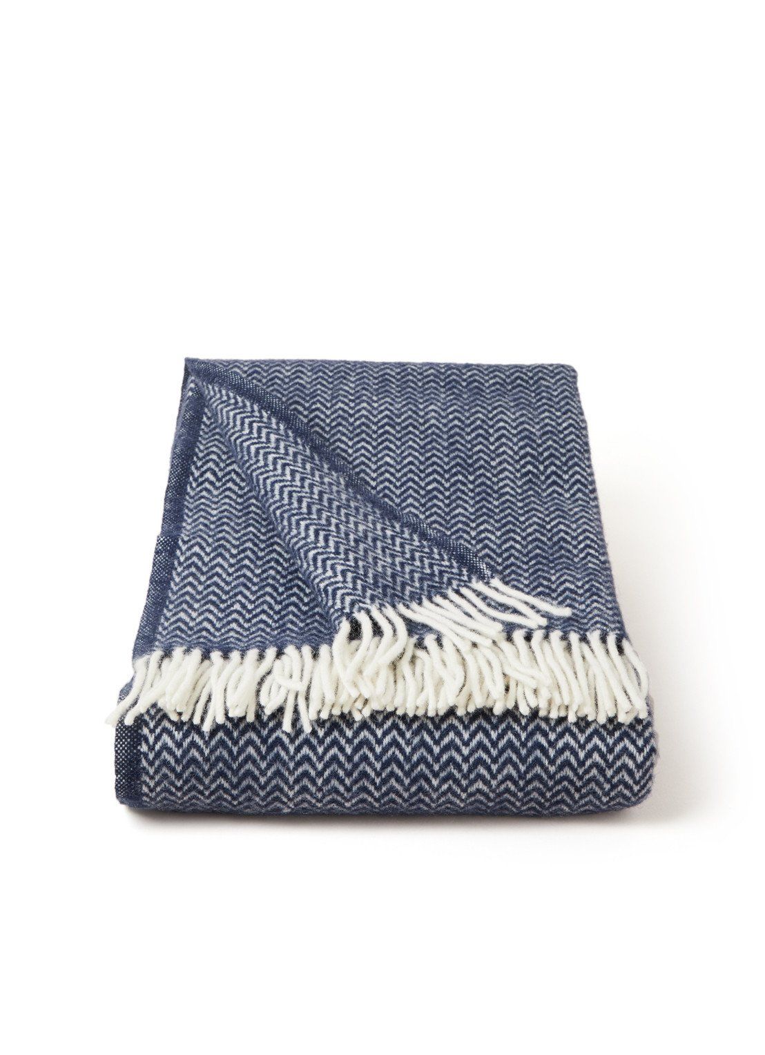 Klippan Chevron plaid van wol 130 x 200 cm - Donkerblauw