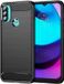Techsuit Carbon Silicone Back Cover Zwart voor Motorola Moto E20 / E30 / E40
