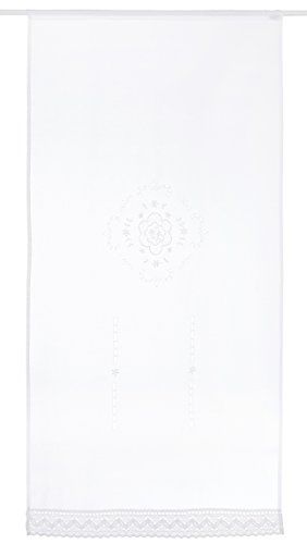 Home fashion Deurgordijn linnen structuur geborduurd wit 180 x 90 cm