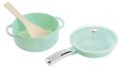 Cuisine jouet set de casseroles - Vert d'eau doux - 4 accessoires - Pour enfants dès 3 ans