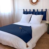 Enjoy Home Panama-collectie, dekbed met 4 kwastjes, jute, 100% katoen, Oeko-Tex-gecertificeerd, 90 x 190 cm, kleur: marineblauw