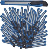 Relaxdays stanleymes - set van 100 stuks - afbreekmes - hobbymes - 9mm - PP blauw
