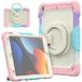 HUEZOE Beschermhoes voor iPad 10,2 inch, model 2021/2020/2019, schokbestendig, voor het hele lichaam met 360 graden draaibare houder, schouderriem voor iPad 9/8/7, regenboogkleuren