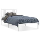 vidaXL Bedframe met hoofdbord metaal wit 100x190 cm